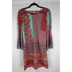 Uncle Frank Boho Patchwork Dress XS Fringe Sleeve Festival Cottagecore Artsy